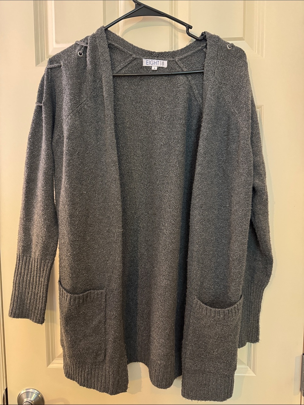 Women's Gray Open-Front Cardigan Sweater